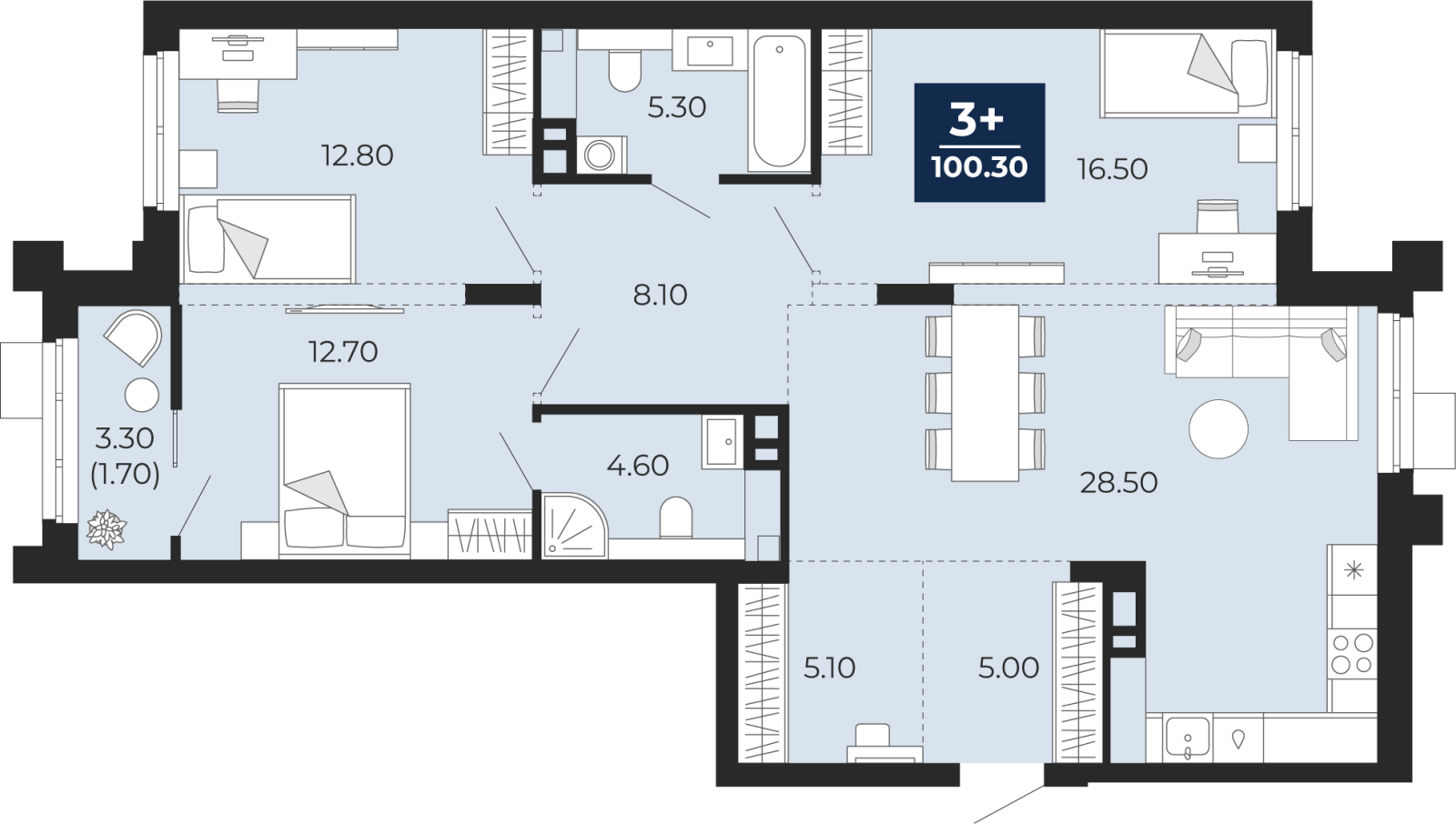 Продажа 3-комнатной новостройки, Тюмень, Тюмень,  ул. Пожарных и Спасателей