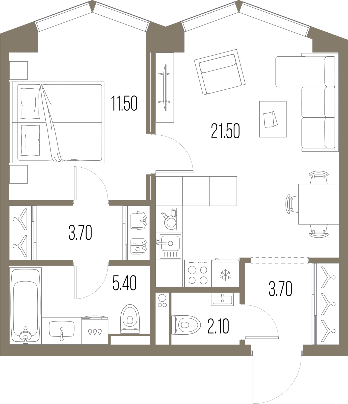 1-комнатная квартира, 47.9 кв.м, ЖК «Северный порт. Береговые кварталы»
