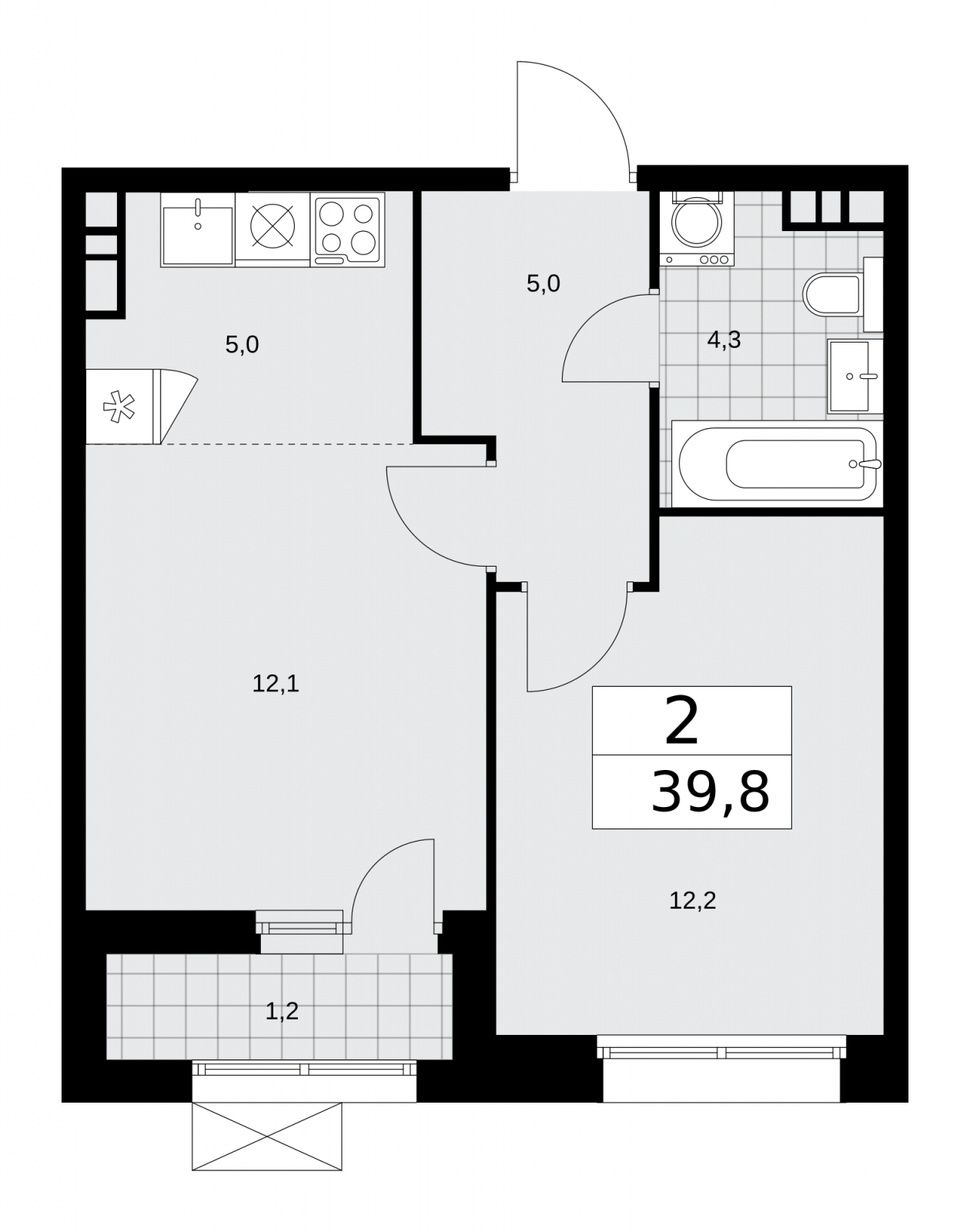 Продается просторная 2-комнатная квартира с европланировкой в новостройке, недалеко от метро