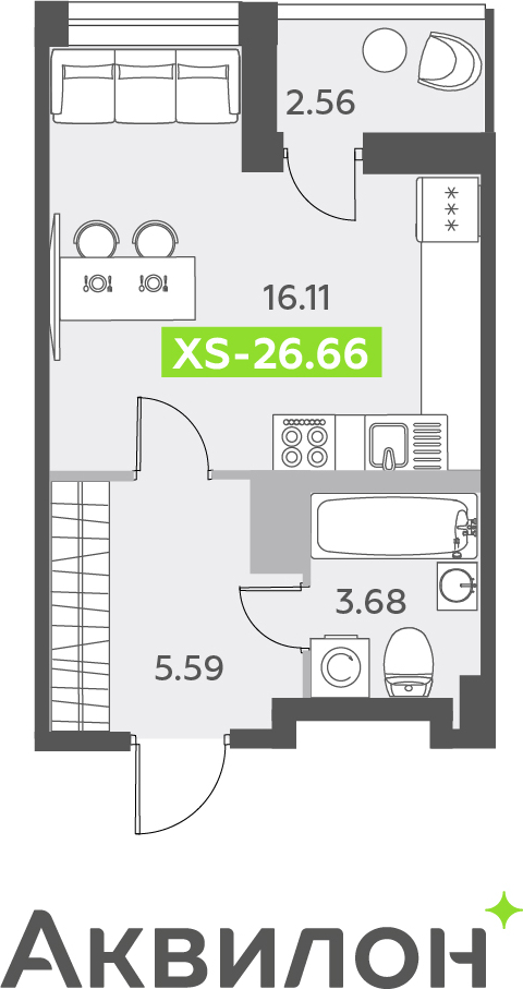 Объявление №71657402: Продается 1-комн. квартира-студия с отделкой в новостройке, дом сдан, у метро