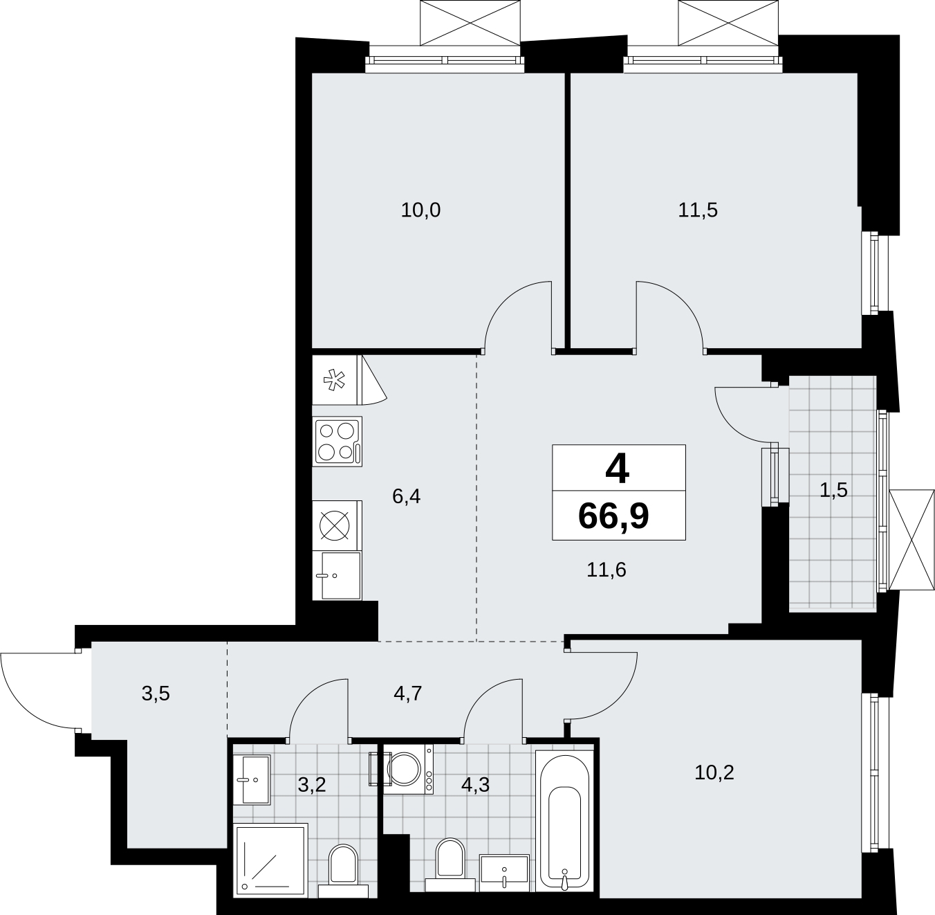 Продается просторная 4-комнатная квартира в новом ЖК, недалеко от метро