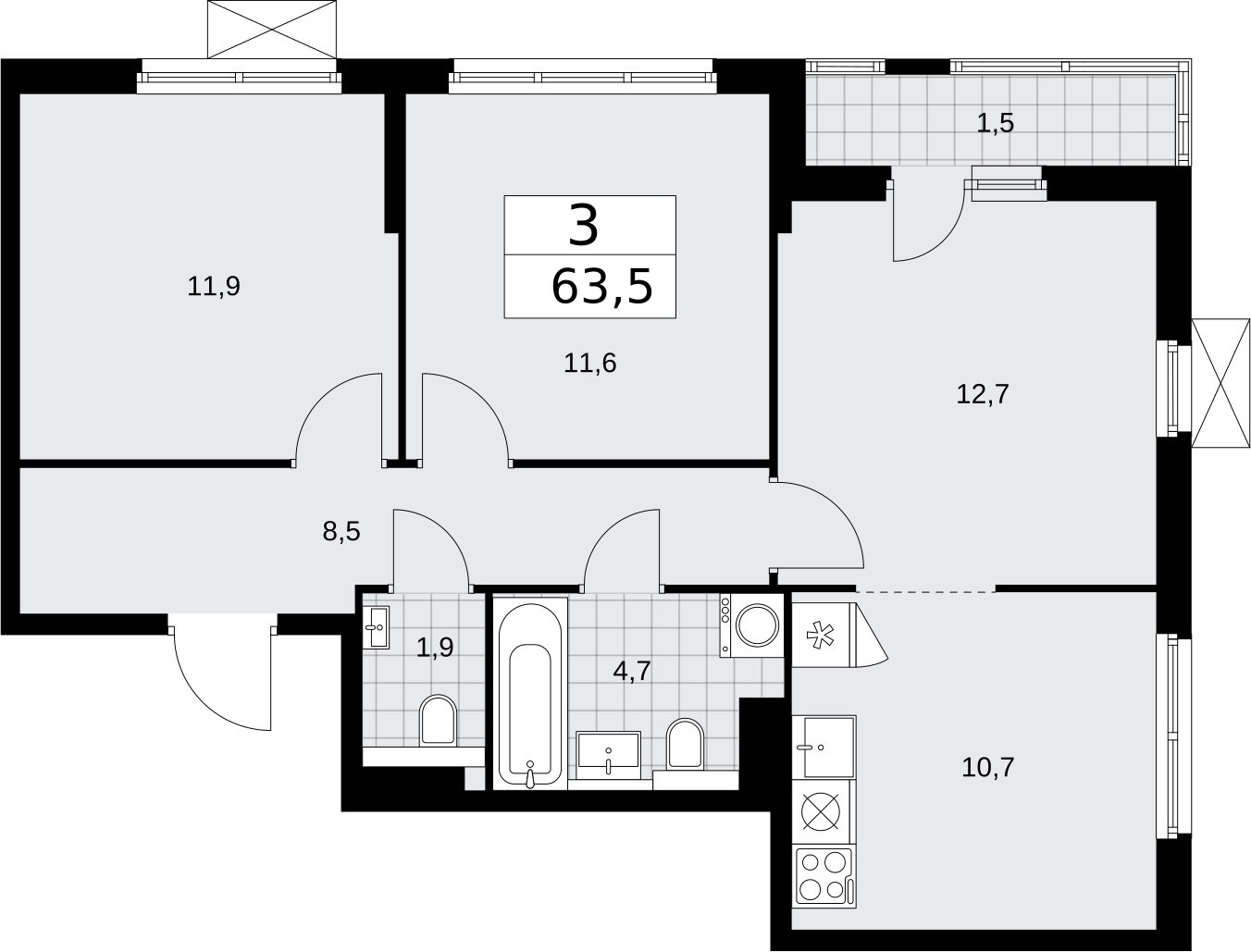Продается просторная 3-комнатная квартира с отделкой в новом ЖК, метро рядом