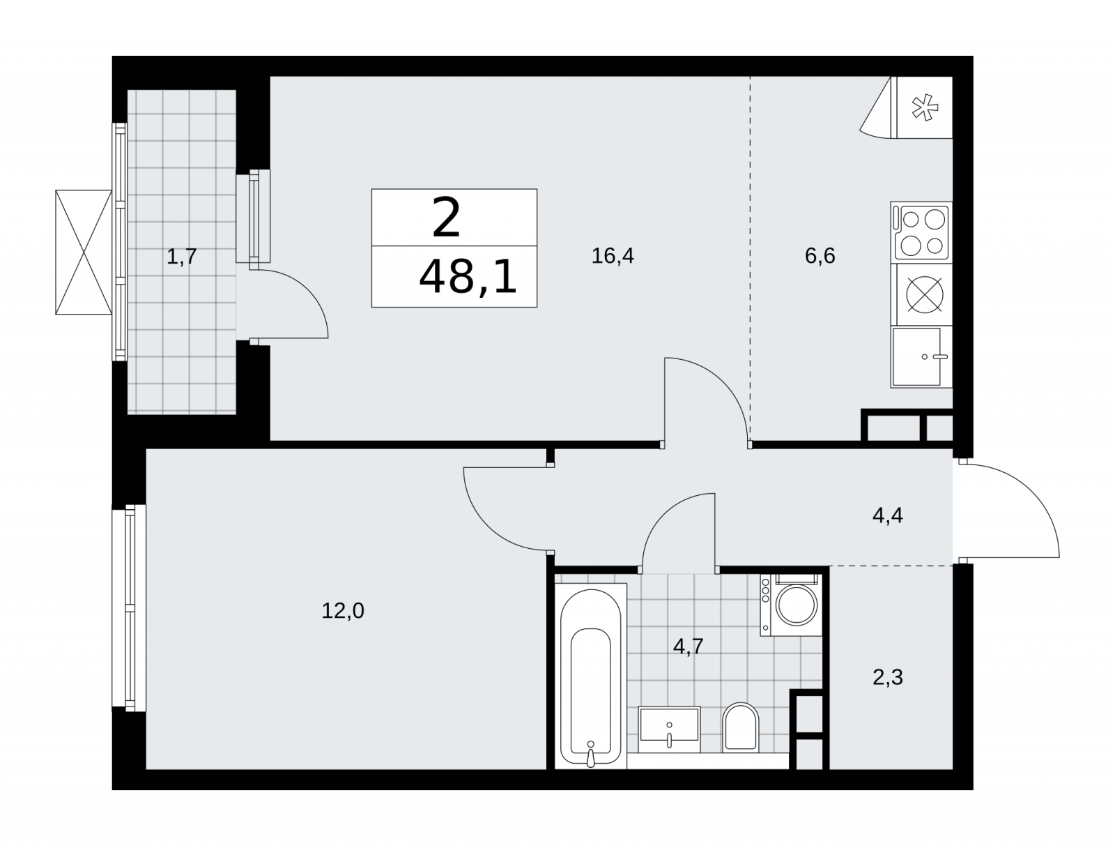 Продается двухкомнатная квартира с европланировкой в новом жилом комплексе, рядом с метро
