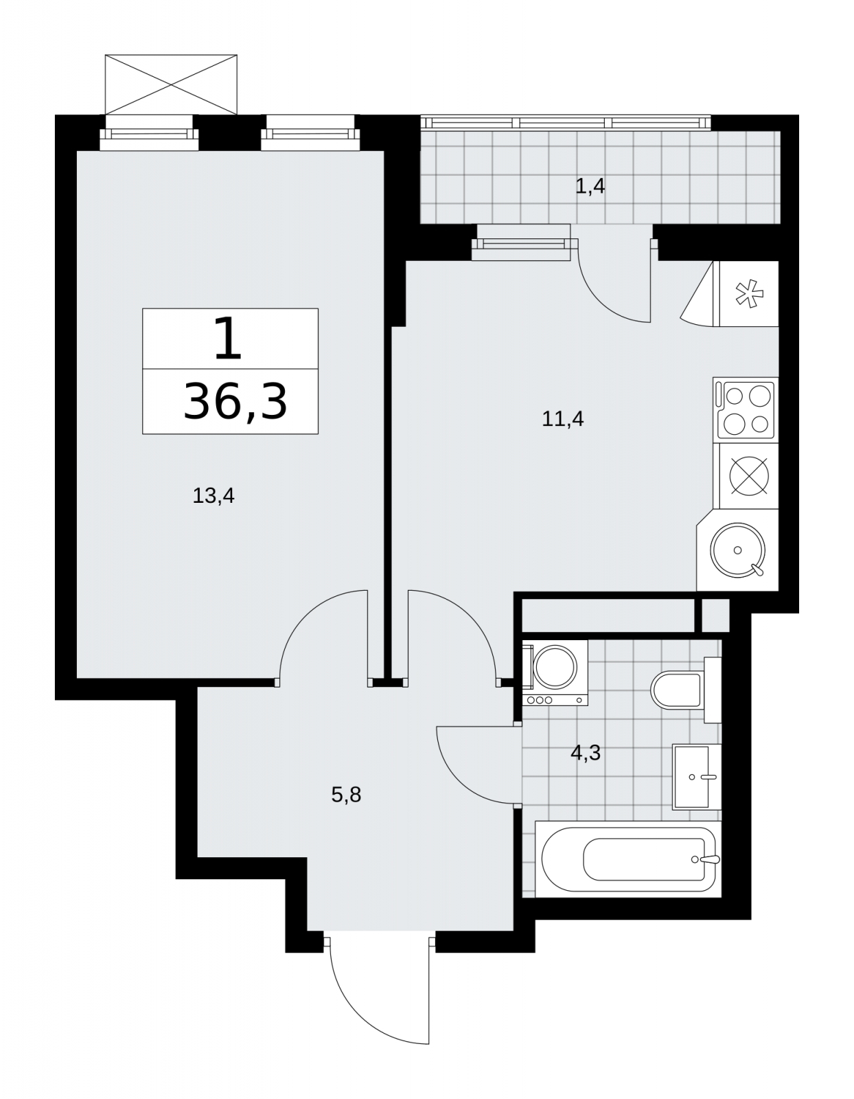 Продается 1-комнатная квартира в новом ЖК, рядом с метро