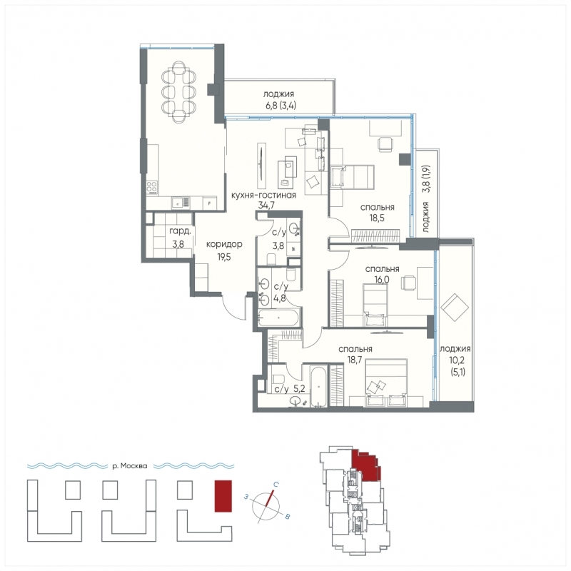 Продажа 4-комнатной новостройки, Москва, Нижние Мнёвники,  уч. 37Б