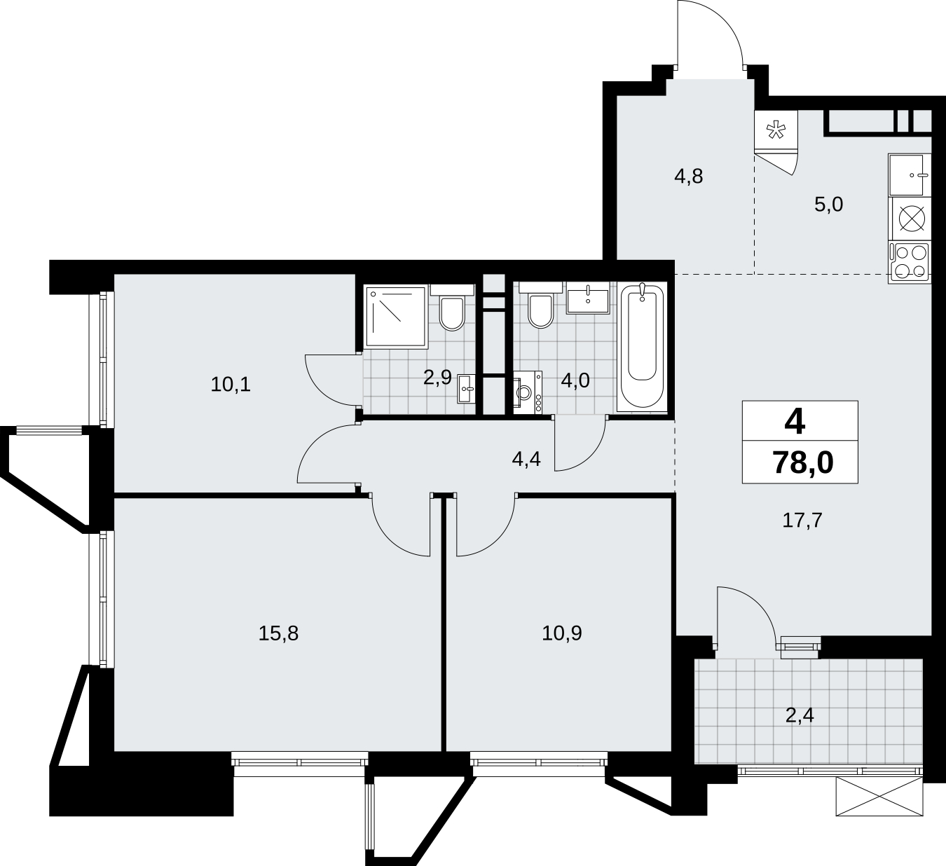 Объявление №71664037: Продается многокомнатная квартира с европланировкой в новом жилом комплексе, метро рядом