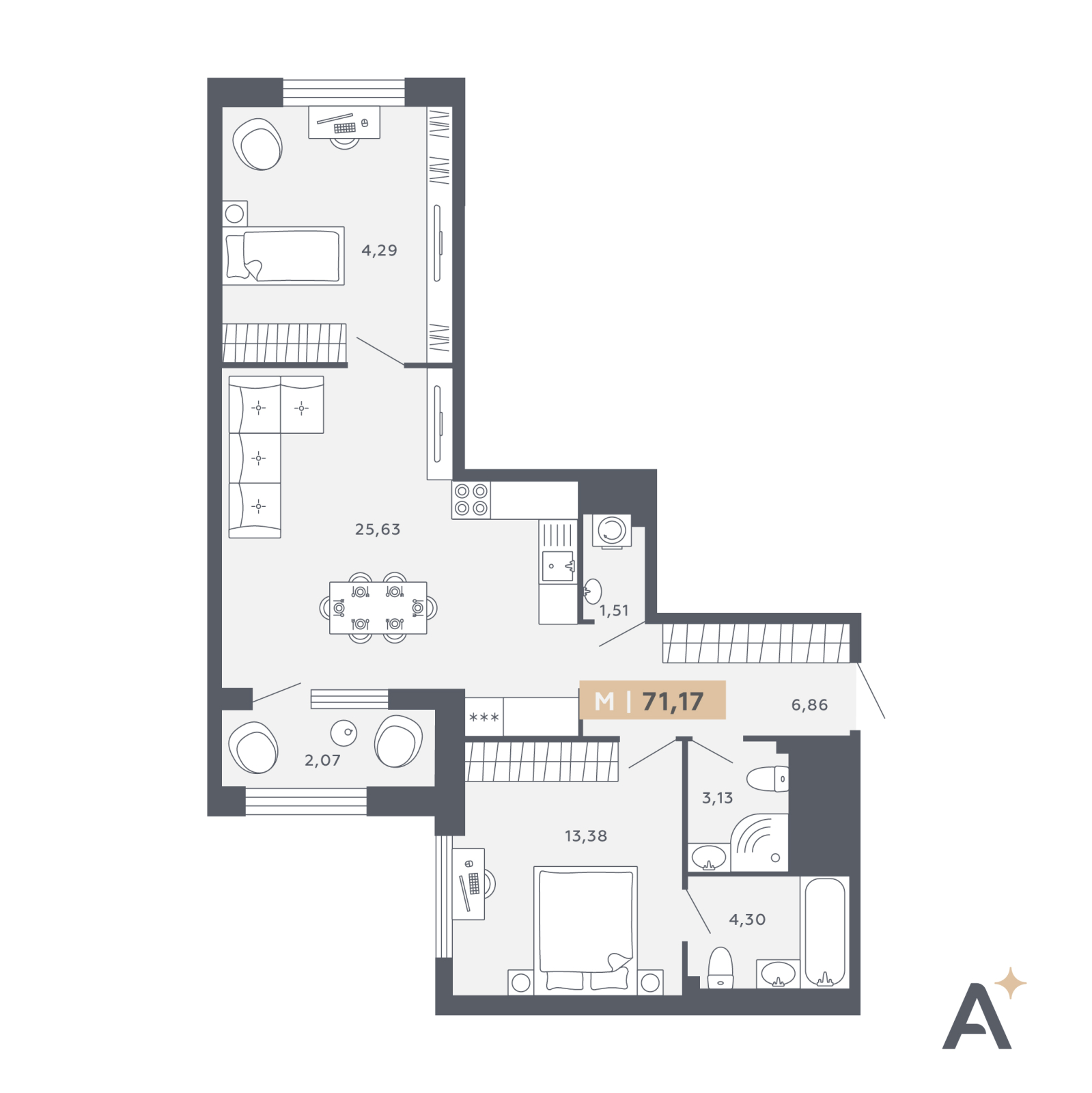 Объявление №71572026: 2-комн. квартира с отделкой в новом жилом комплексе, метро рядом