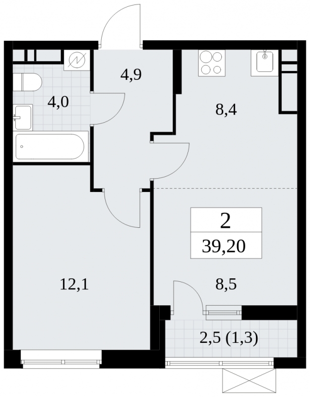 Продается 2-комнатная квартира с европланировкой в новом жилом комплексе, рядом с метро