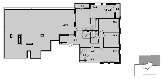 4-комнатная квартира с европланировкой с террасой и отделкой в новостройке, у метро