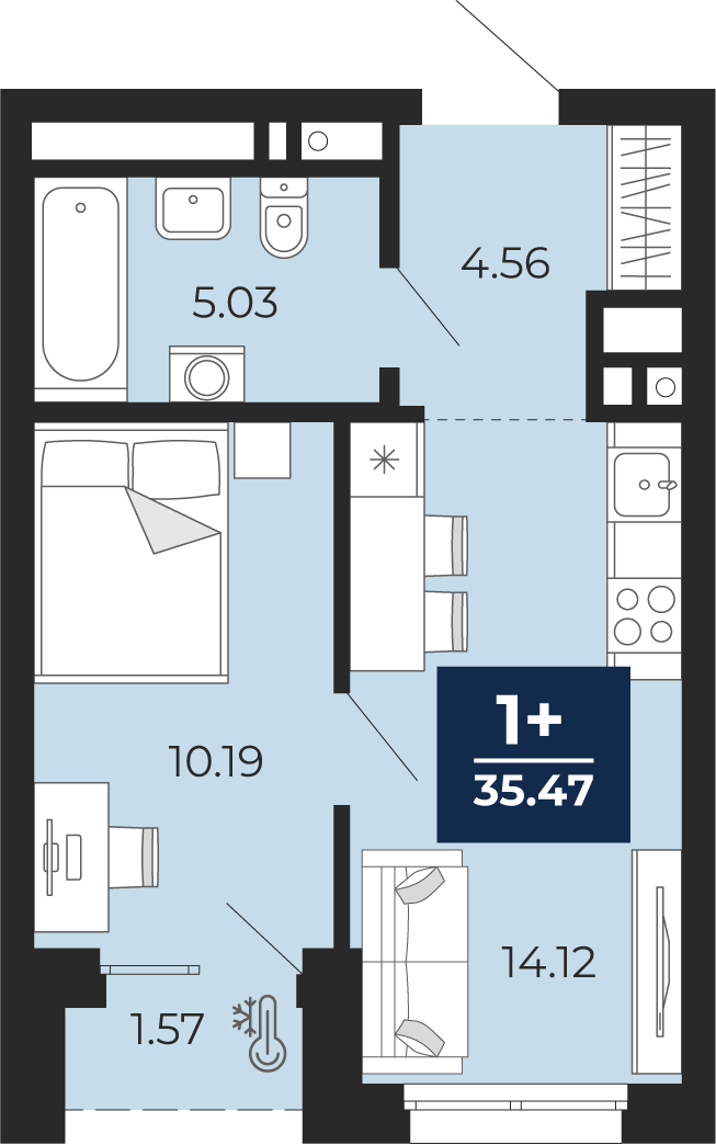 Объявление №71594292: 1-комн. квартира с отделкой в новом жилом комплексе
