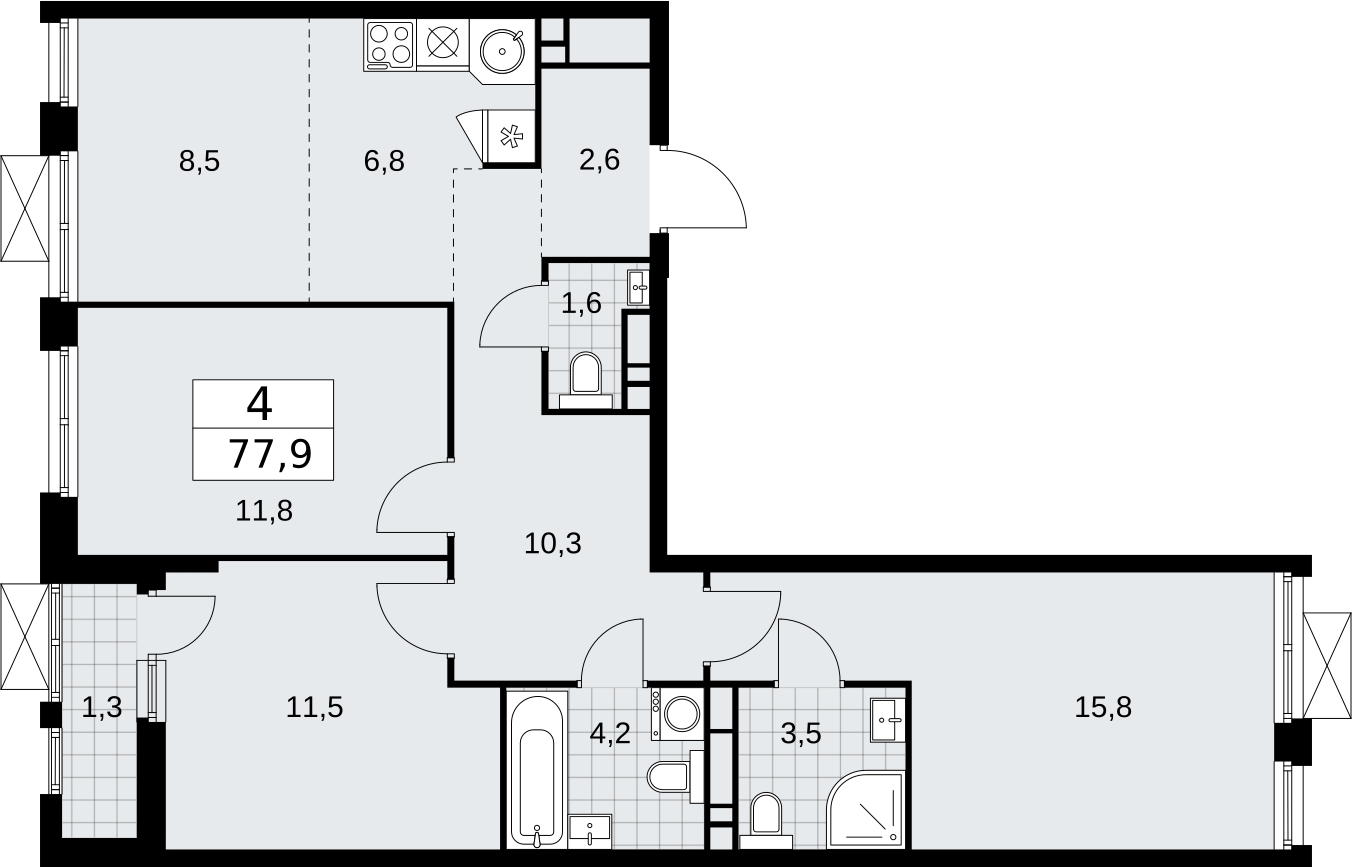 Продается 4-комнатная квартира с отделкой в новом ЖК, недалеко от метро