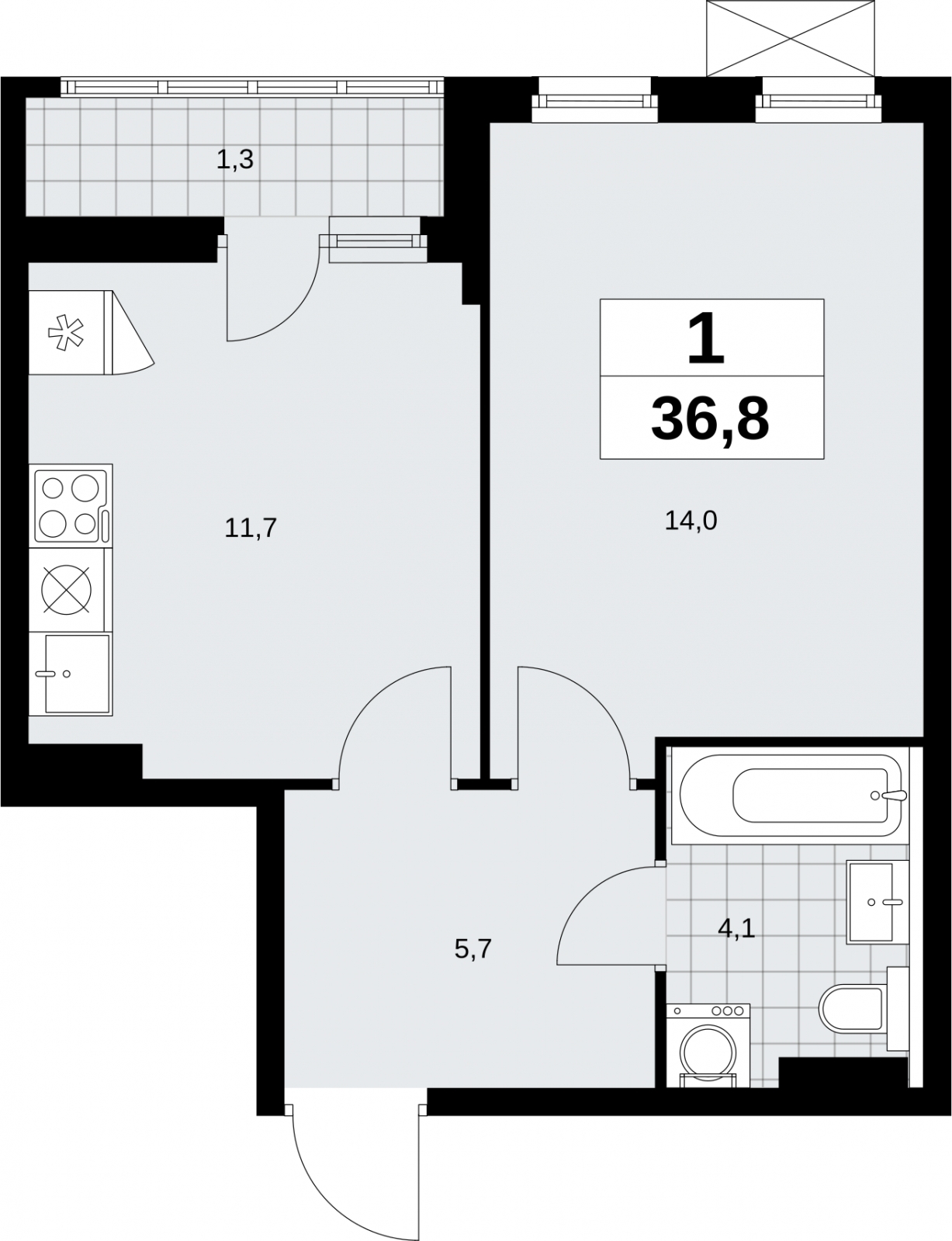 1-комнатная квартира с отделкой в новом жилом комплексе, метро рядом