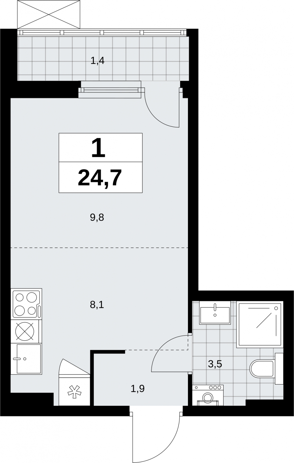 Продается 1-комн. квартира с отделкой в новом жилом комплексе, недалеко от метро