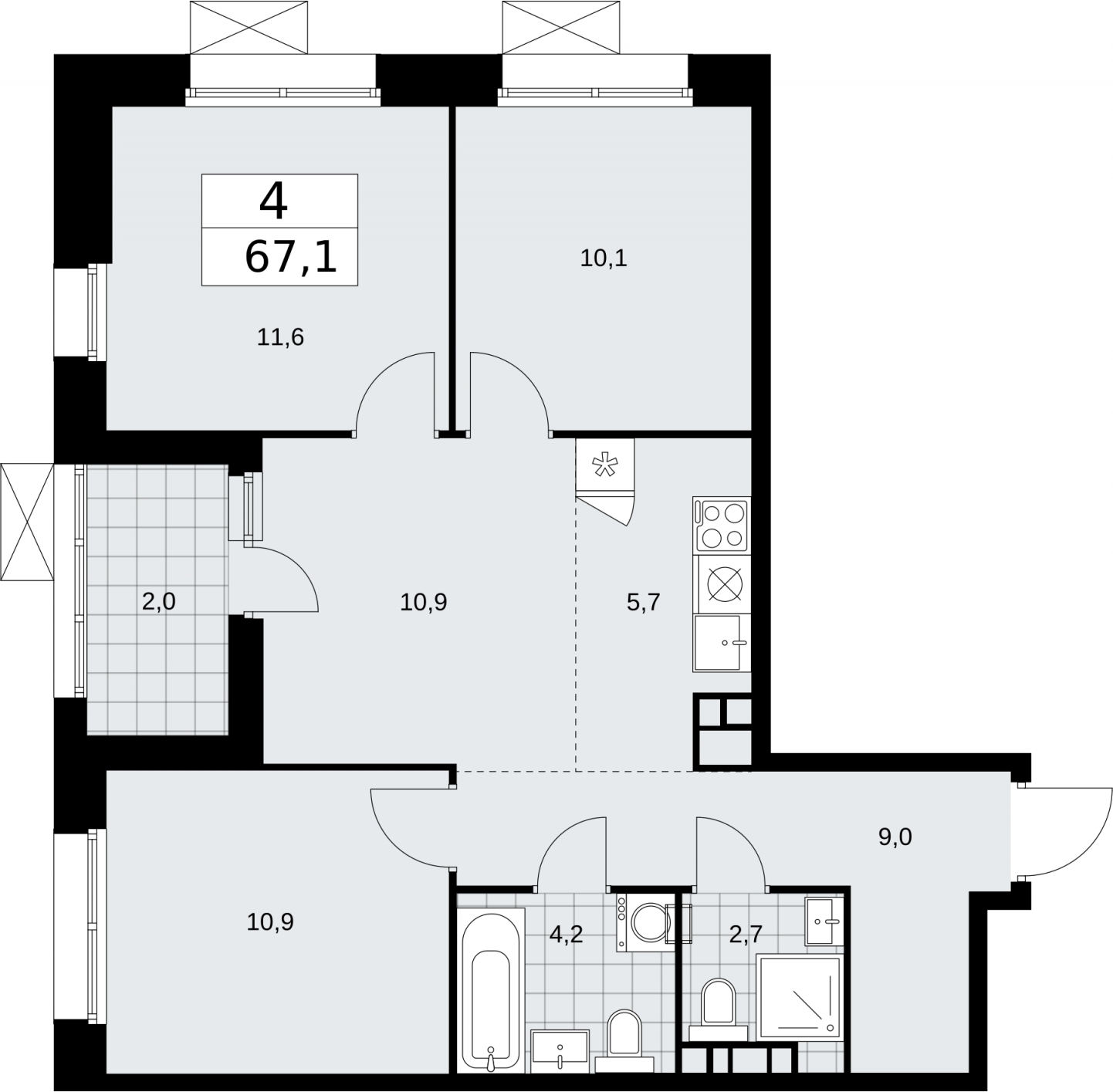 Объявление №71685428: 4-комнатная квартира в новом жилом комплексе, у метро