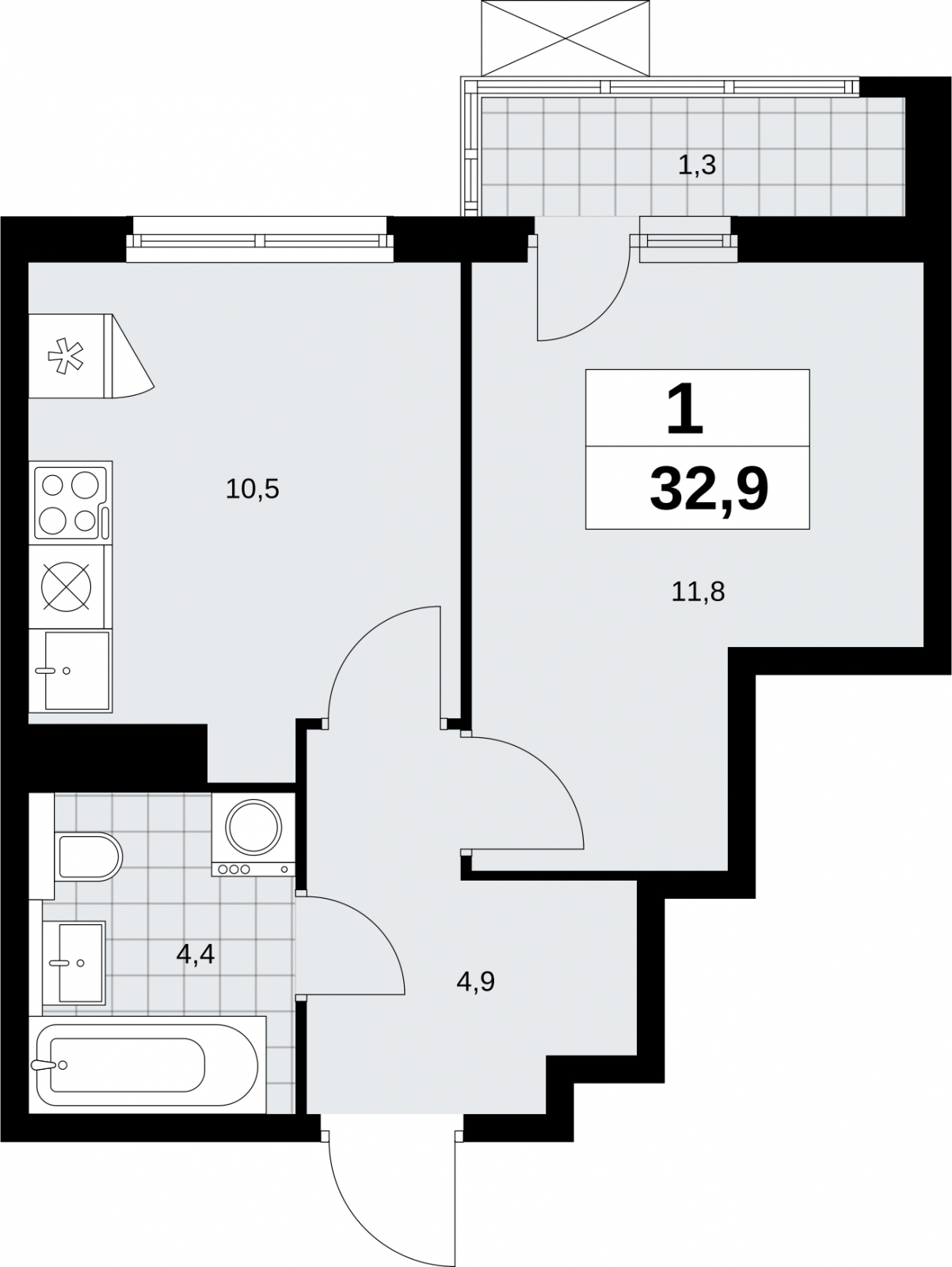 Продается 1-комнатная квартира в новом жилом комплексе, метро рядом