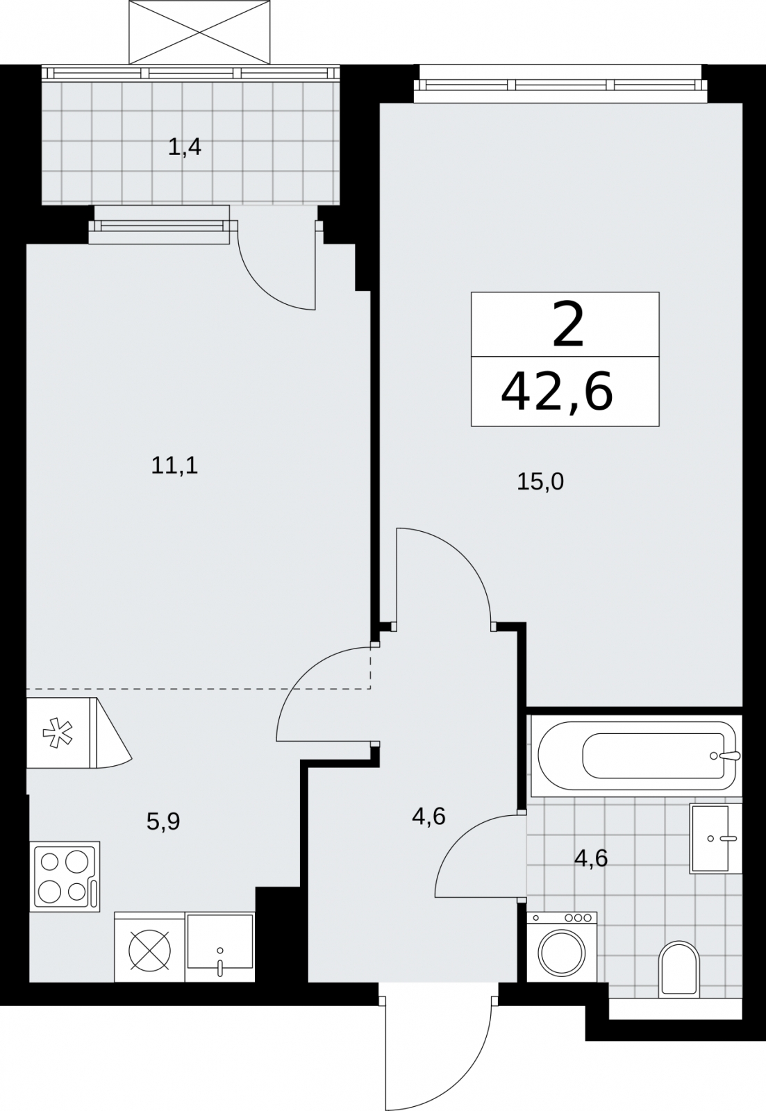 Продается просторная 2-комн. квартира с европланировкой с отделкой в новом жилом комплексе, метро рядом