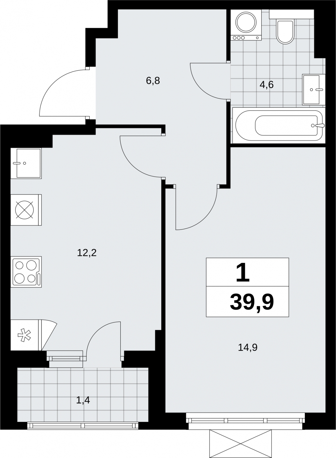 Продается просторная 1-комн. квартира с отделкой в новом жилом комплексе, рядом с метро