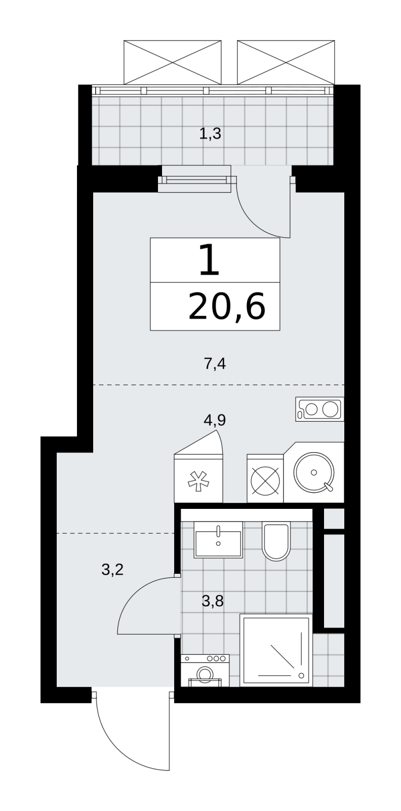 Продается просторная 1-комн. квартира-студия с отделкой в новом ЖК, метро рядом