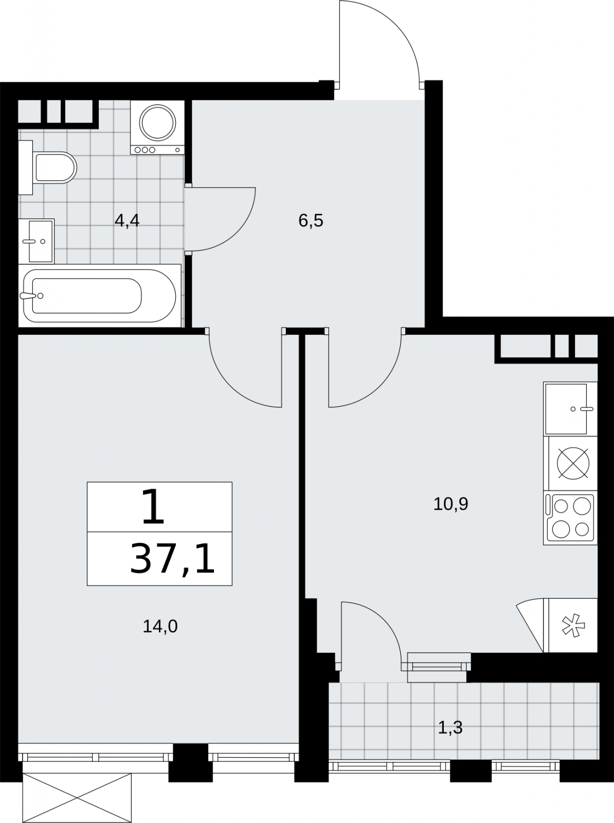 1-комнатная квартира с отделкой в новом жилом комплексе, у метро