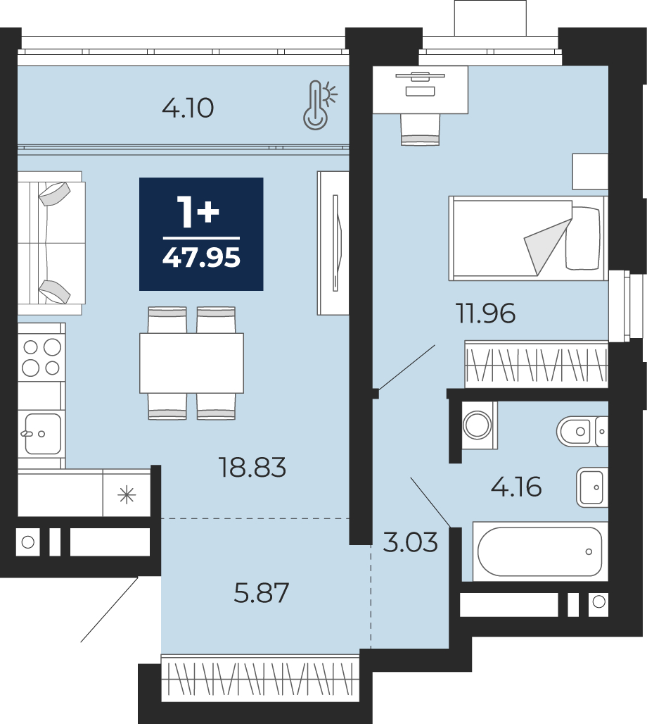 Объявление №71594332: 1-комн. квартира с отделкой в новостройке