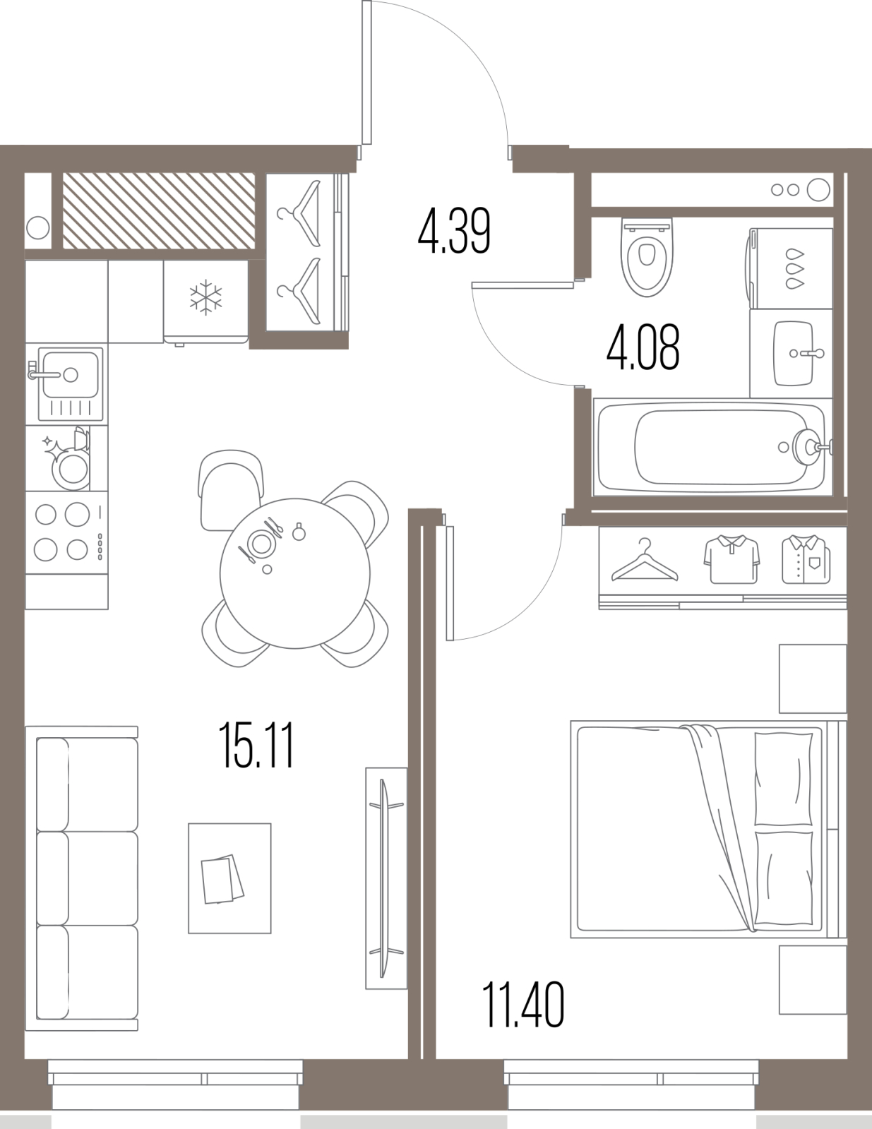 1-комнатная, 35.0 м², 2 этаж из 10, ЖК «ЛЕГЕНДА Васильевского»