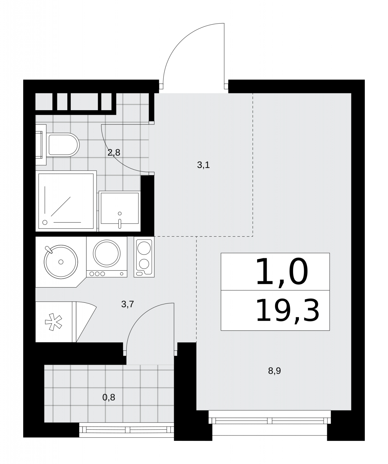 Продается 1-комнатная квартира-студия в новом ЖК, рядом с метро