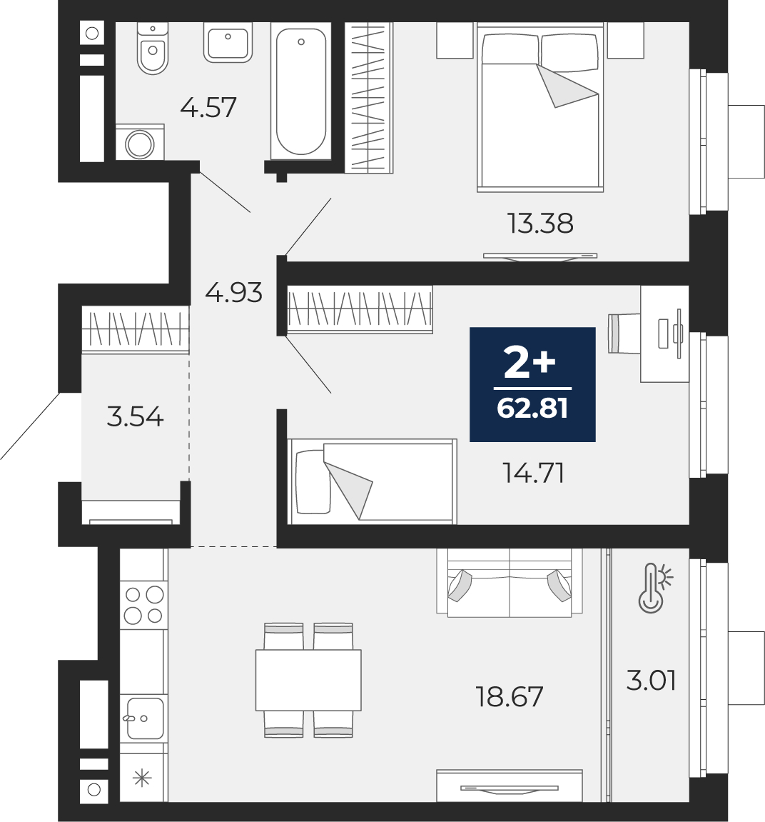 Объявление №71594355: Продается 2-комн. квартира с отделкой в новостройке
