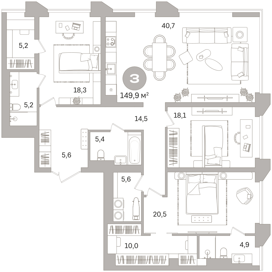 Объявление №71596288: 3-комн. квартира с отделкой в новом ЖК