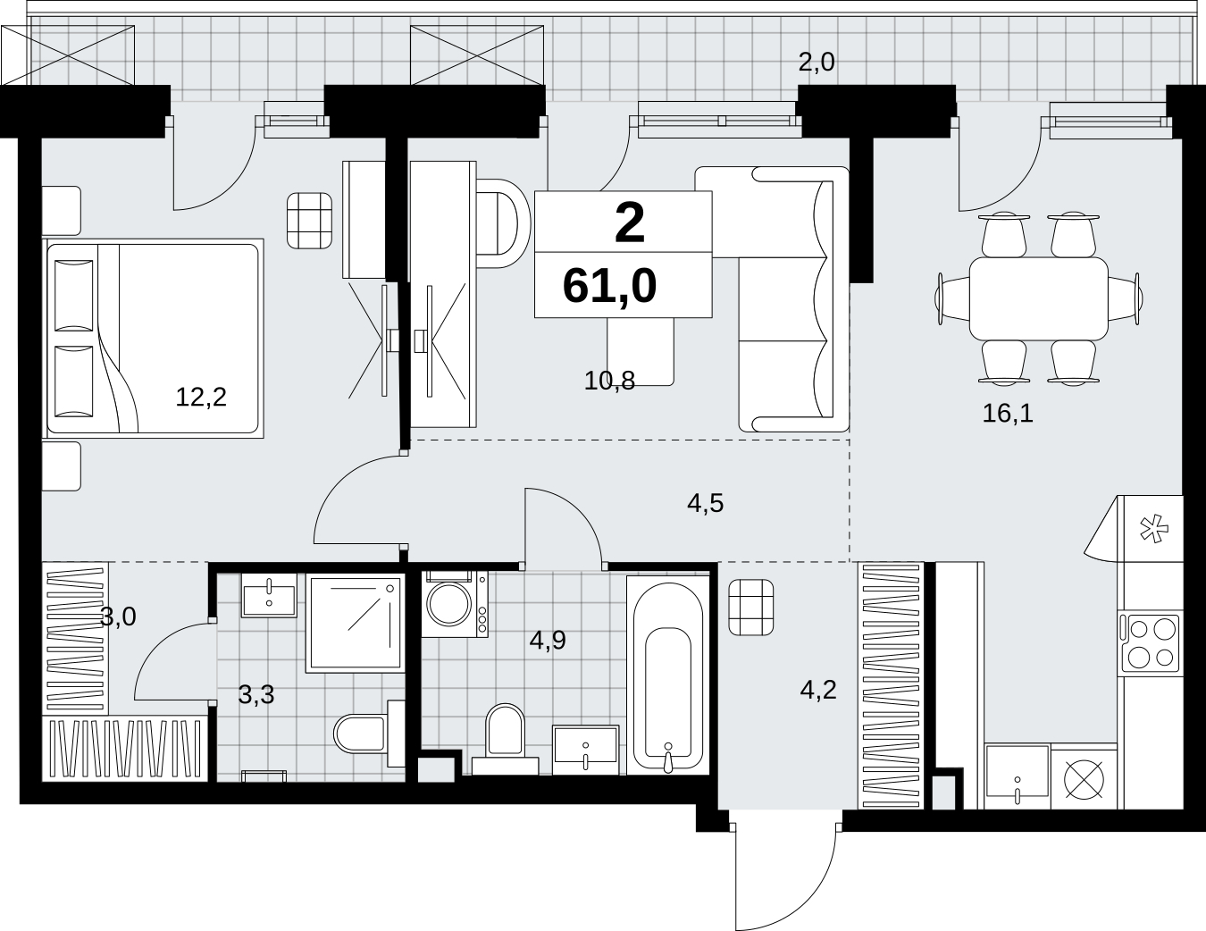 Объявление №71691104: 2-комнатная квартира с отделкой в новостройке, недалеко от метро