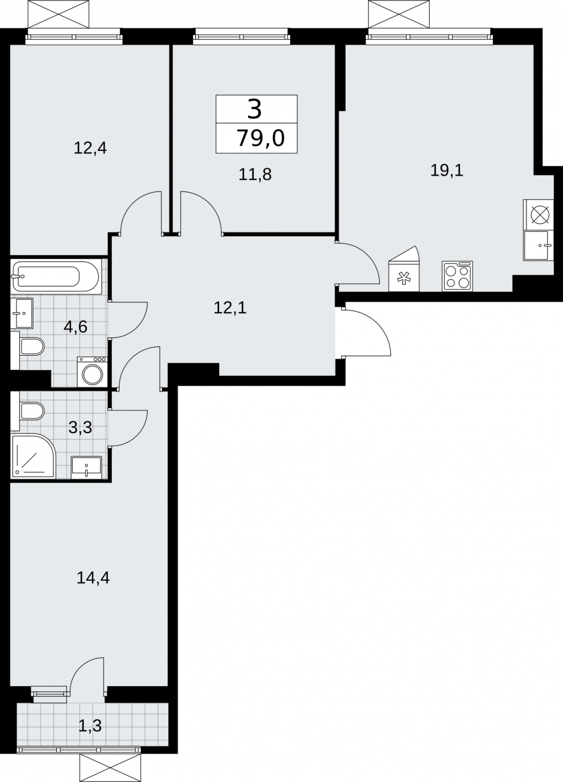 Просторная 3-комнатная квартира с отделкой в новом ЖК, рядом с метро