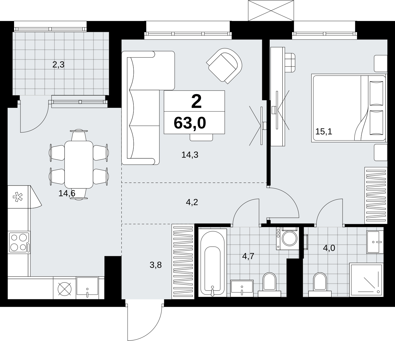 Объявление №71691103: Продается просторная 2-комнатная квартира с отделкой в новом жилом комплексе, метро рядом