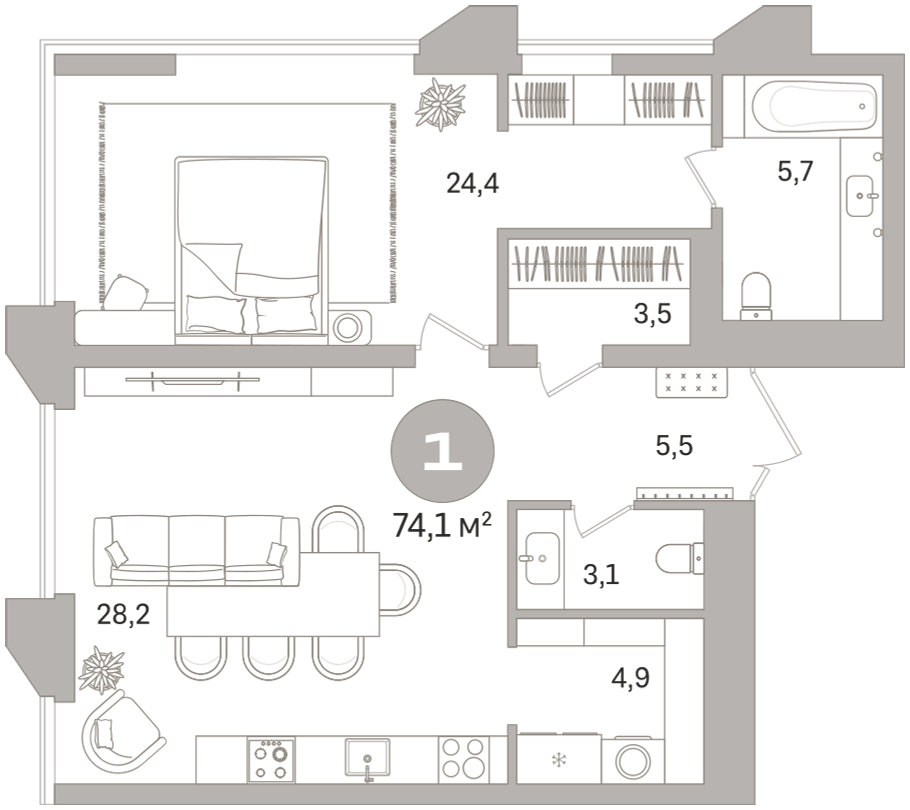 Объявление №71596287: 1-комн. квартира с отделкой в новом жилом комплексе