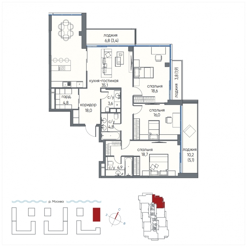 Продажа 4-комнатной новостройки, Москва, Нижние Мнёвники,  уч. 37Б