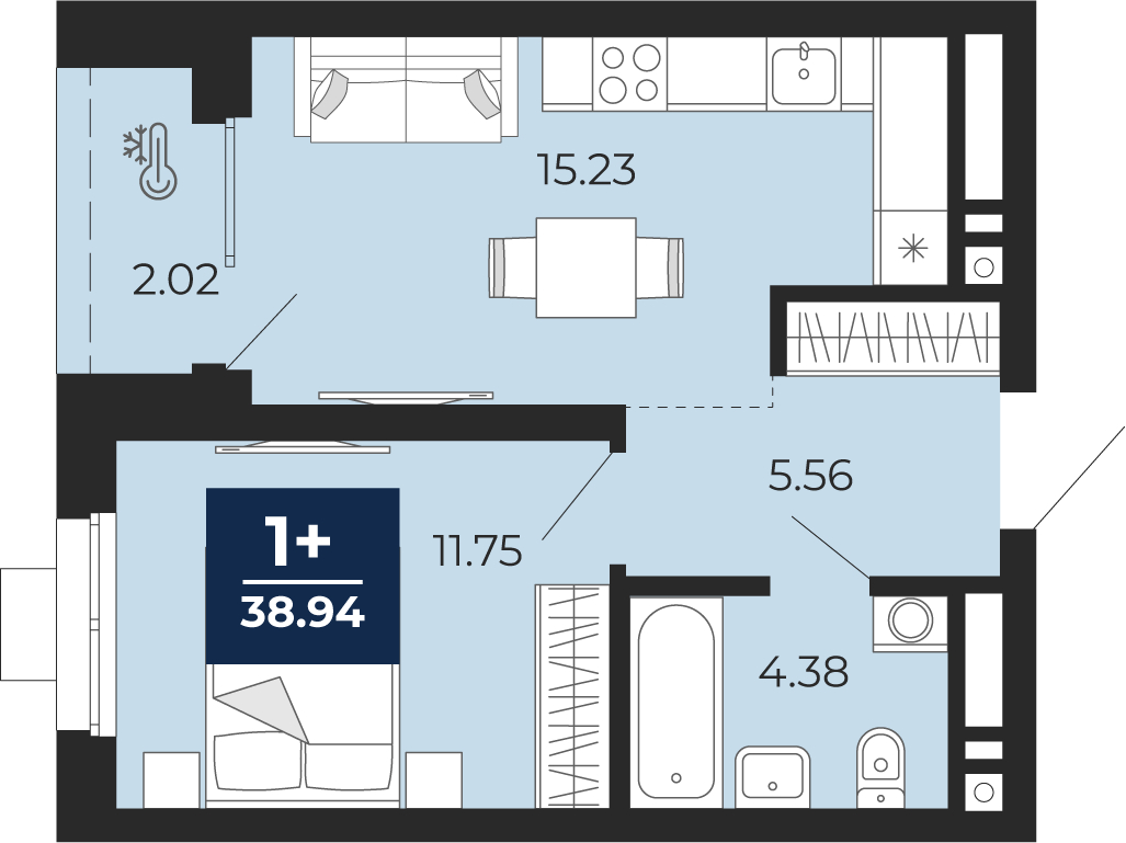Объявление №71594304: 1-комн. квартира с отделкой в новом жилом комплексе