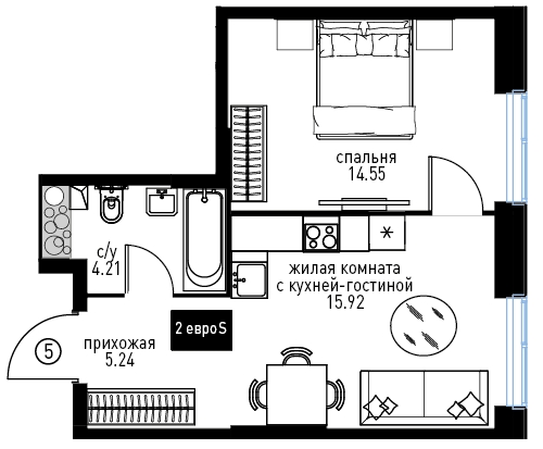 Объявление №71569895: Просторная двухкомнатная квартира в новом ЖК, недалеко от метро