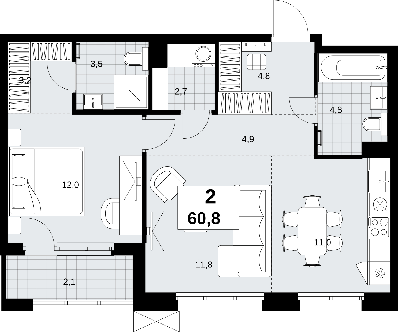 Объявление №71689858: 2-комн. квартира с отделкой в новостройке, недалеко от метро