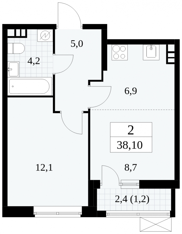 Продается 2-комн. квартира с европланировкой в новом жилом комплексе, рядом с метро