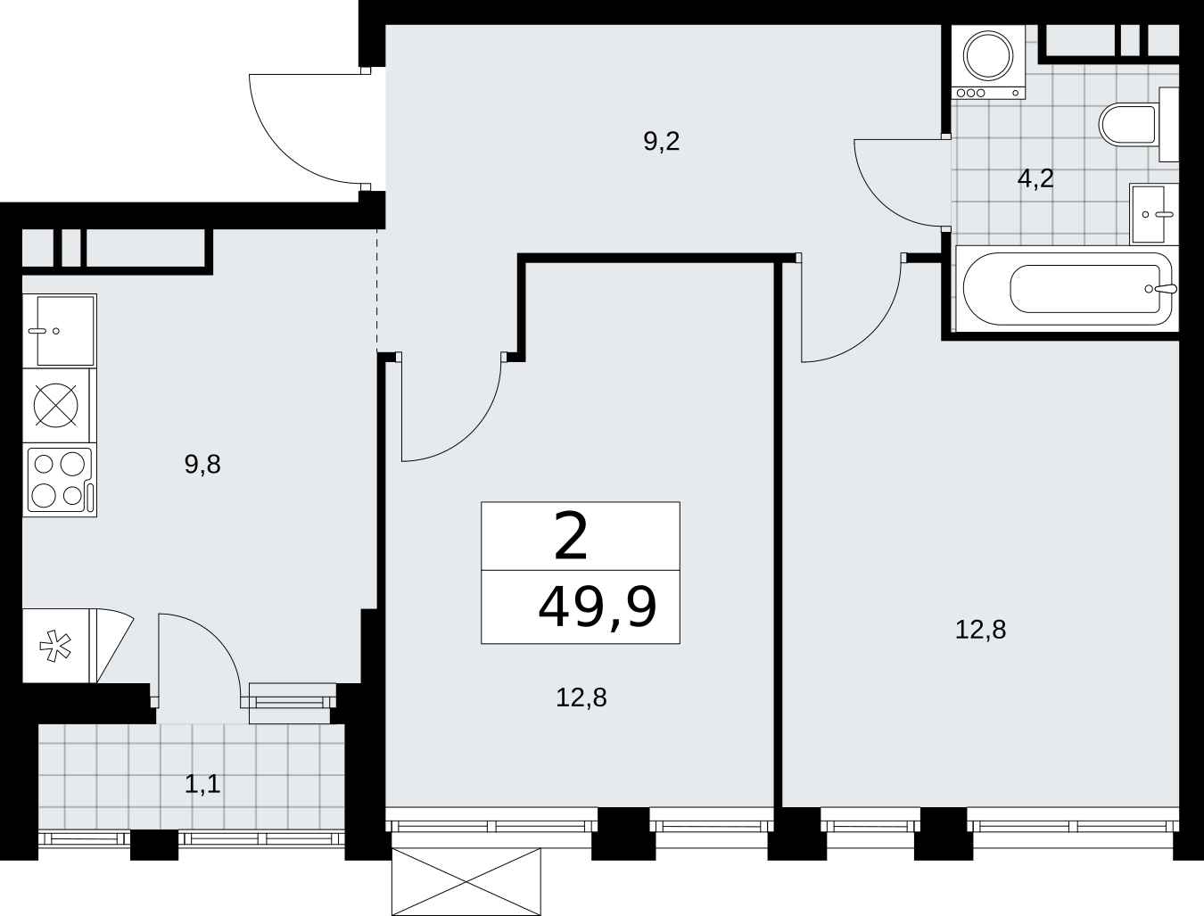 2-комнатная квартира с отделкой в новом ЖК, недалеко от метро