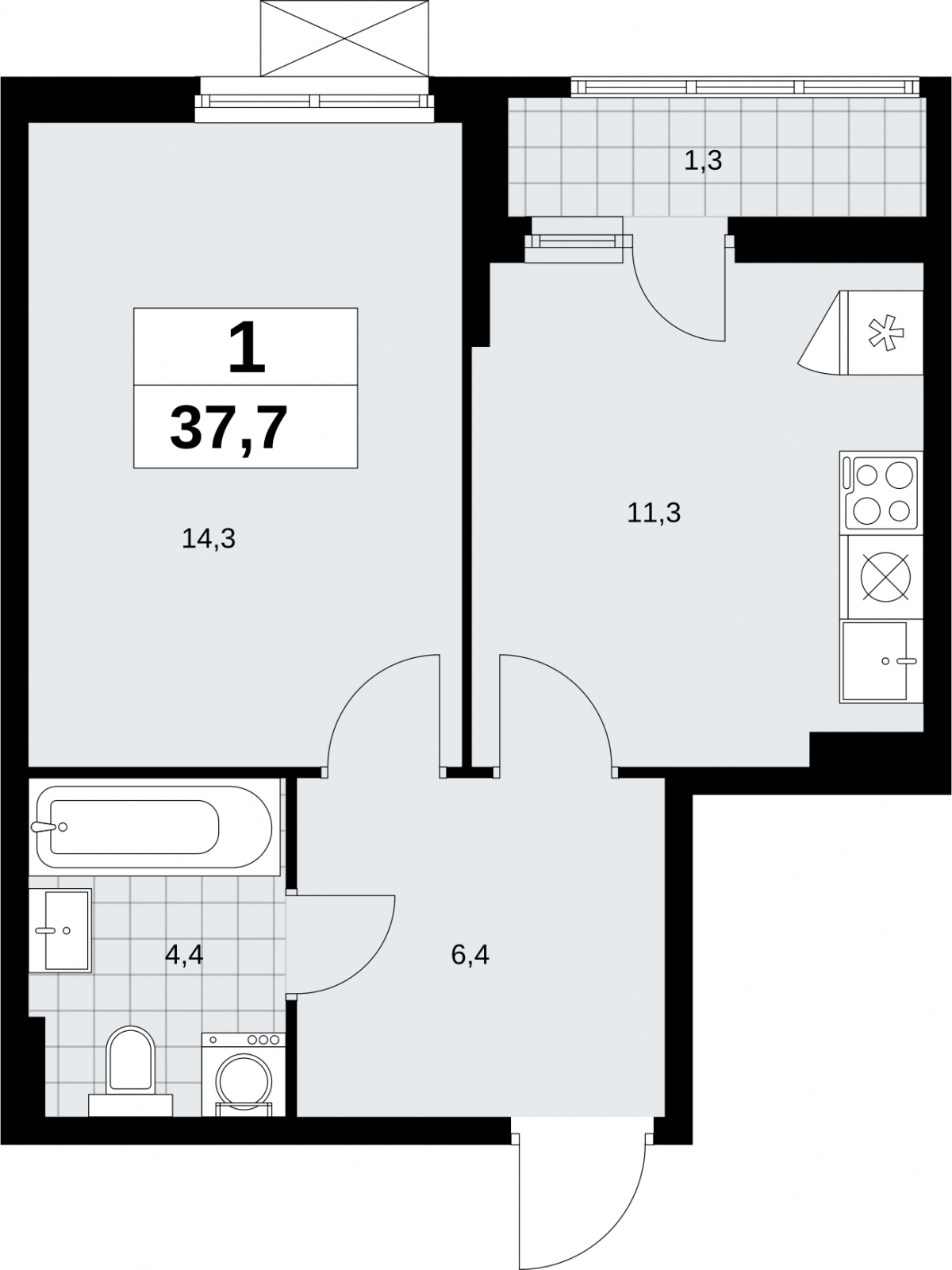 Продается 1-комнатная квартира в новом жилом комплексе, рядом с метро