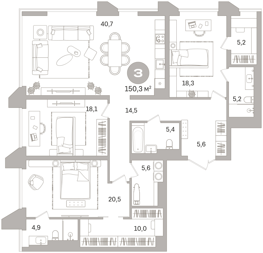 Объявление №71596276: Продается 3-комн. квартира с отделкой в новостройке