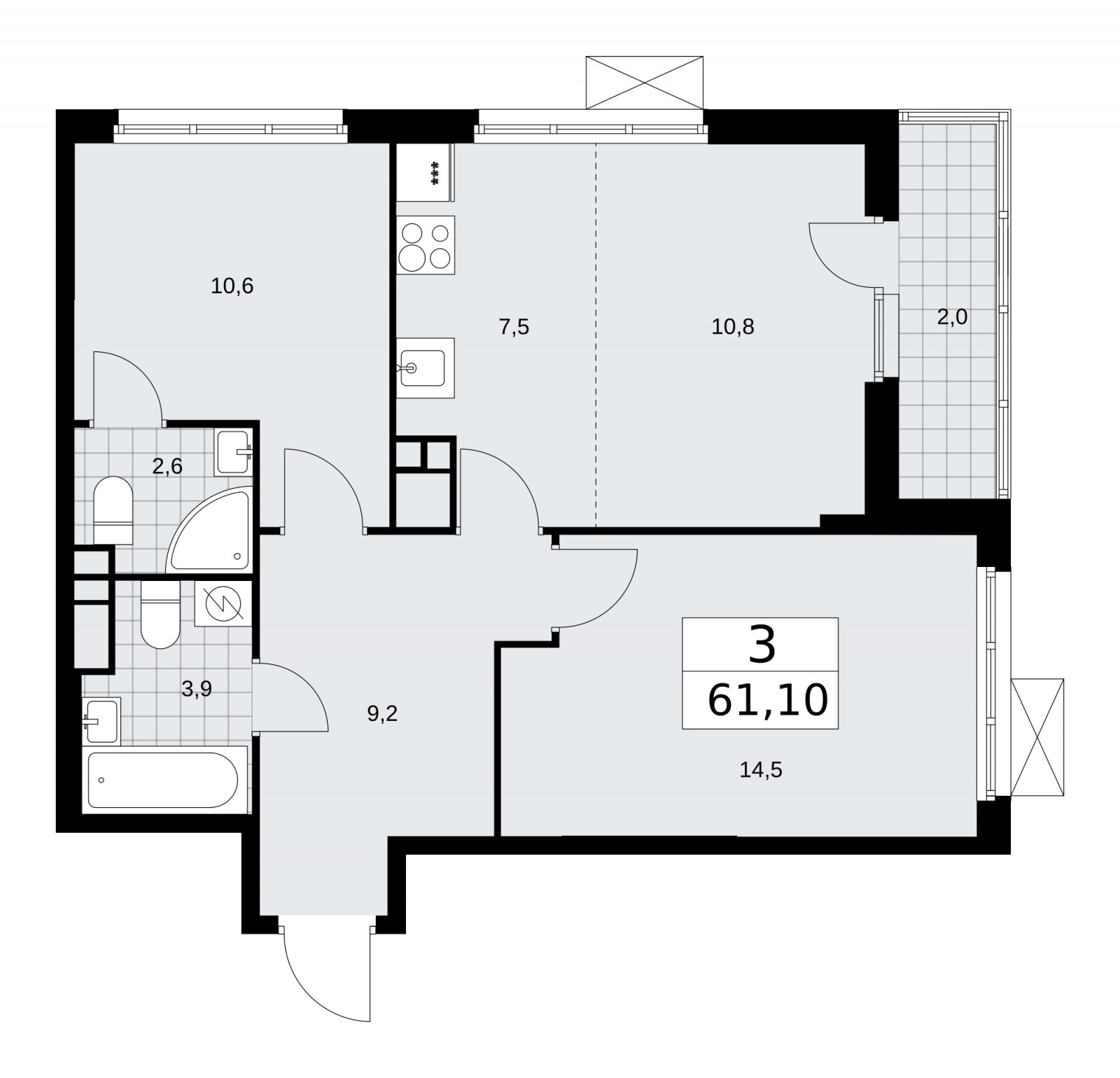 Продается просторная трехкомнатная квартира с европланировкой в новом ЖК, метро рядом