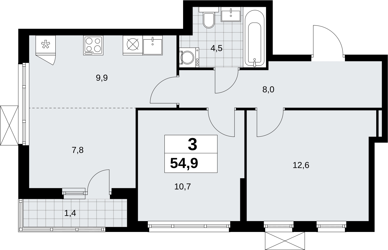 Продается 3-комнатная квартира в новом ЖК, рядом с метро