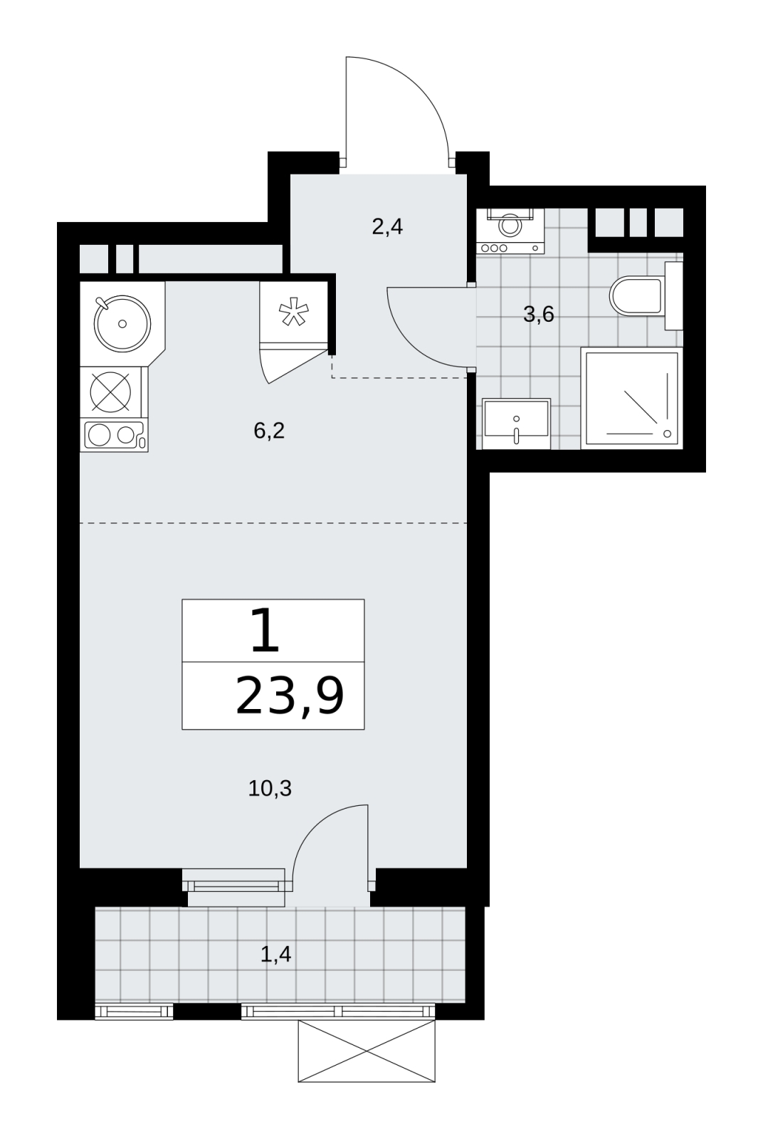 Продается 1-комнатная квартира-студия с отделкой в новом ЖК, у метро