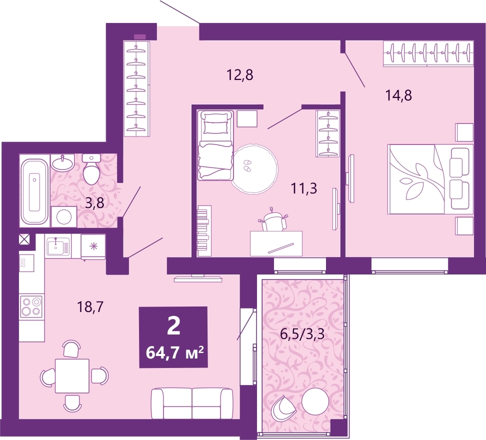 Продажа 2-комнатной новостройки, Калининград, Таганрогская,  14