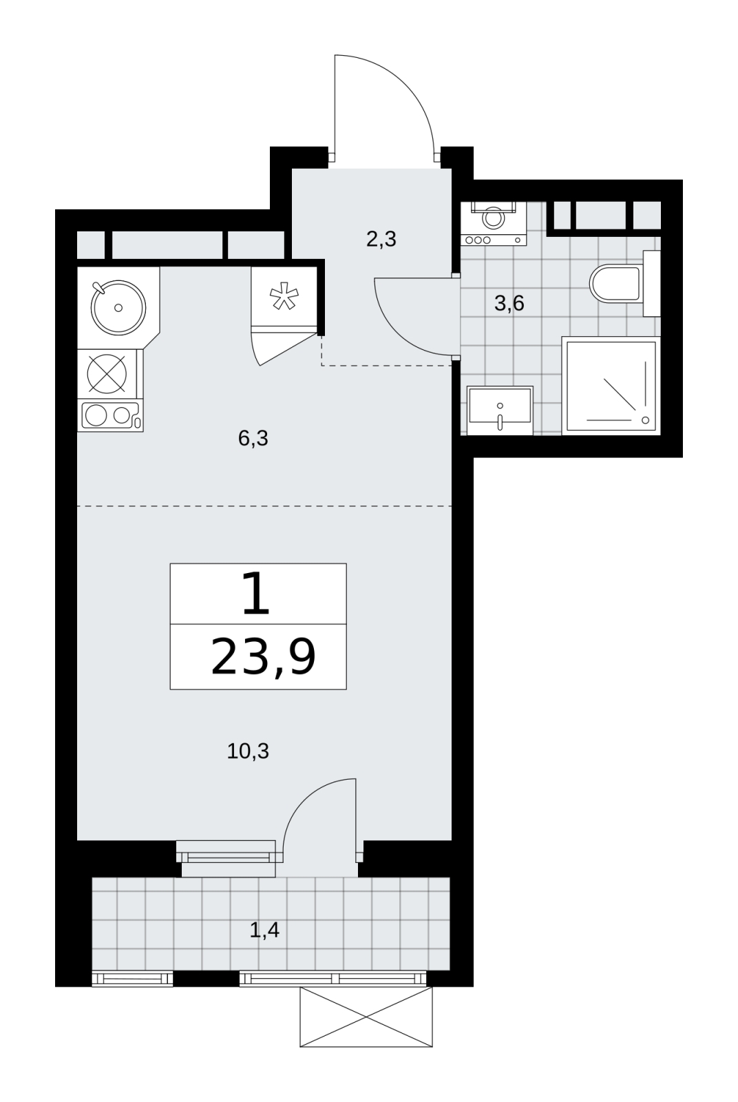 Продается просторная 1-комнатная квартира-студия в новом ЖК, недалеко от метро