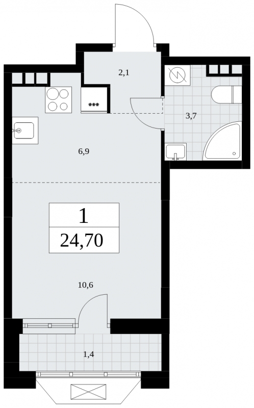 Продается 1-комнатная квартира-студия в новом ЖК, метро рядом