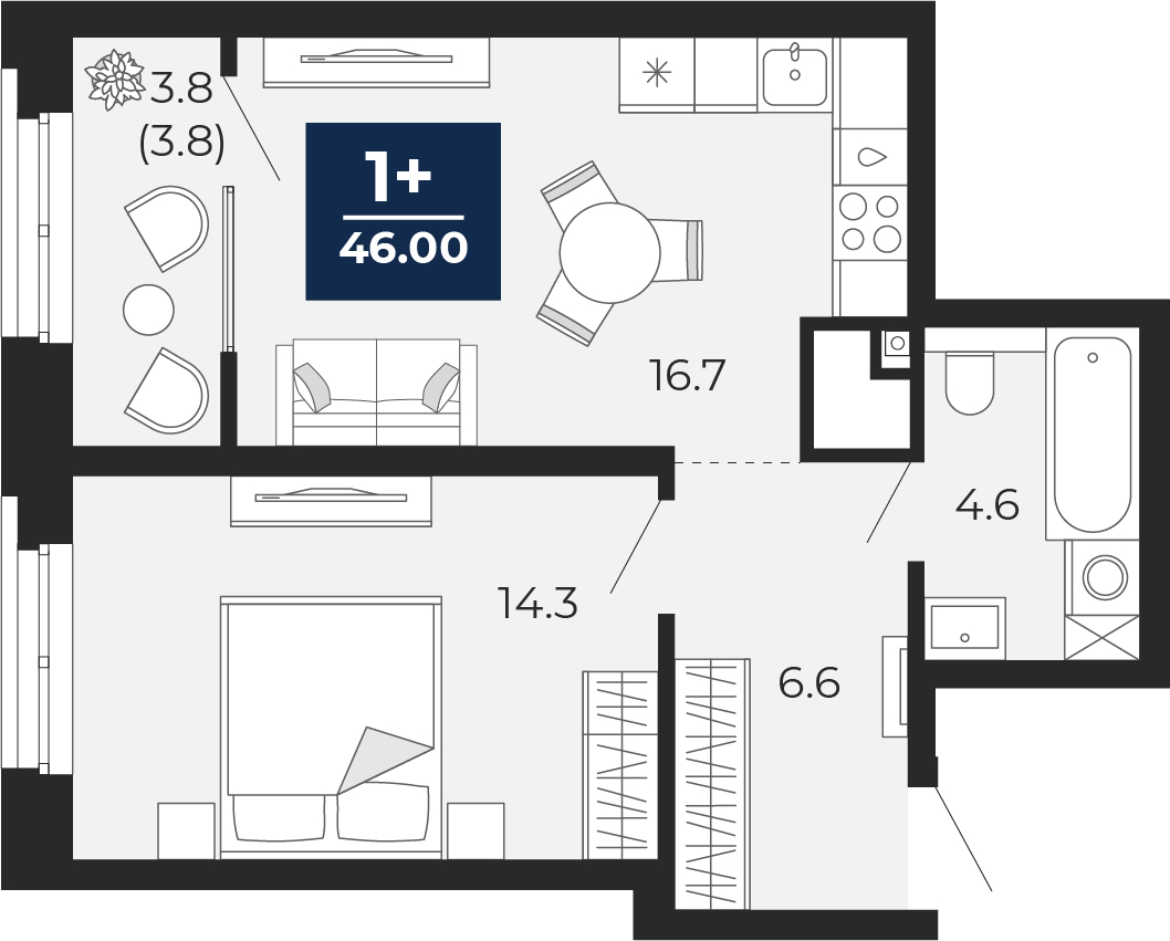 Объявление №71565588: Продается 1-комнатная квартира с отделкой в новом жилом комплексе