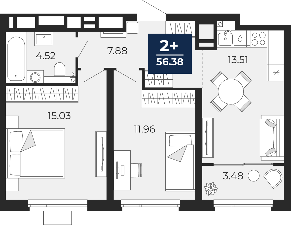 Объявление №71685171: Продается двухкомнатная квартира с отделкой в новом ЖК