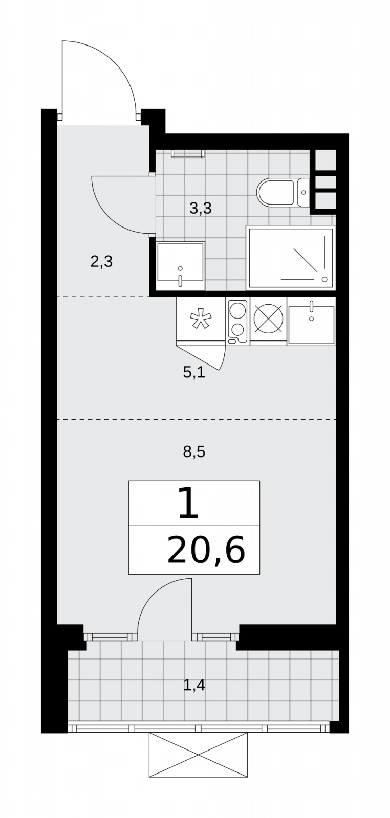Объявление №71555586: Продается 1-комн. квартира-студия в новом жилом комплексе