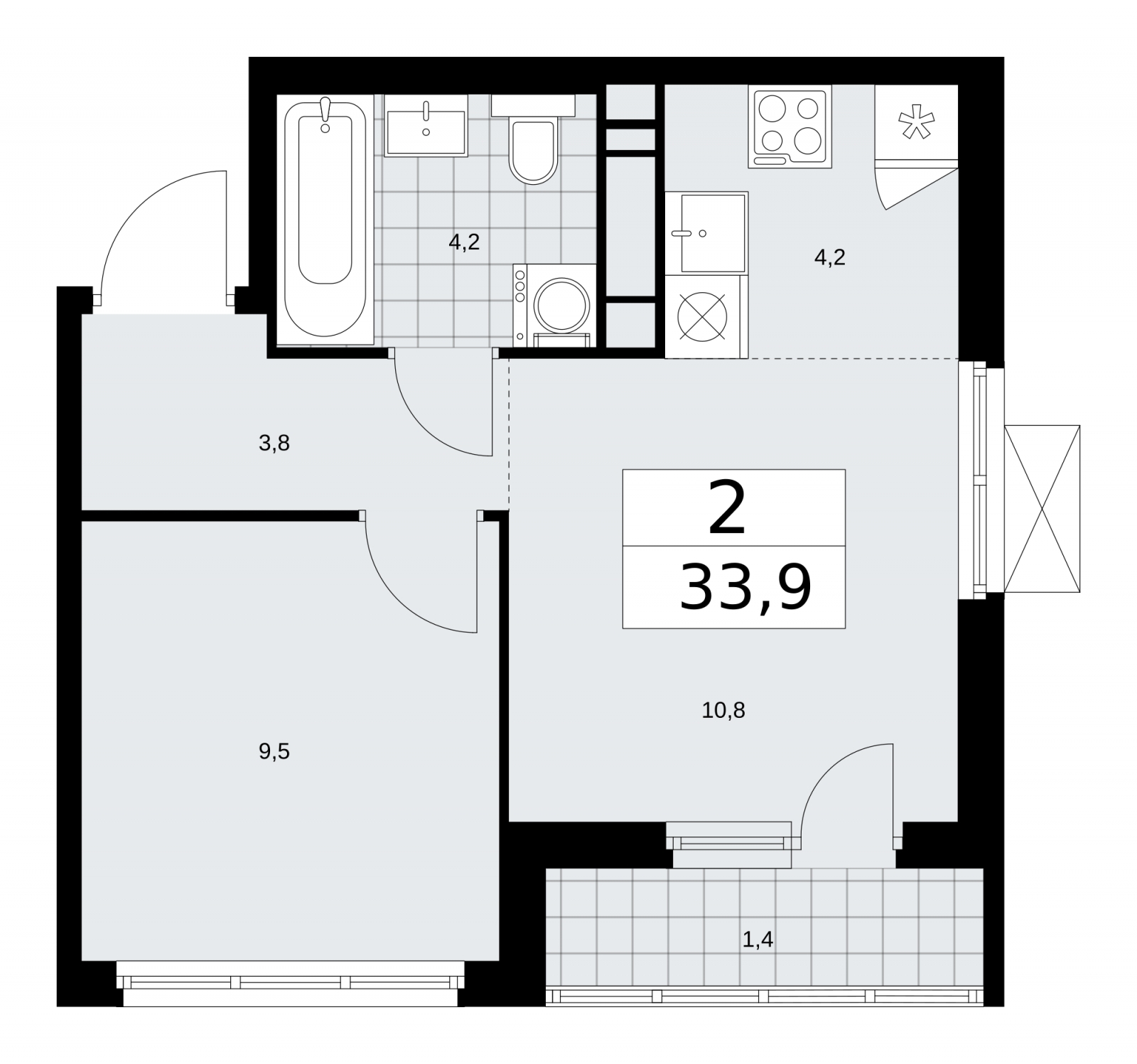 Продается просторная 2-комн. квартира с европланировкой в новом жилом комплексе, недалеко от метро